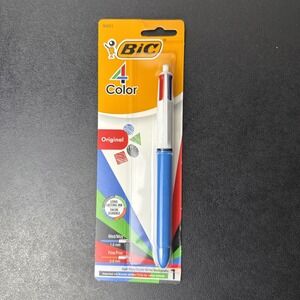 VTG BIC 4 Color Ball Pen Blue Body Medium Point #90031‎ NOS Blue Green Black Red
